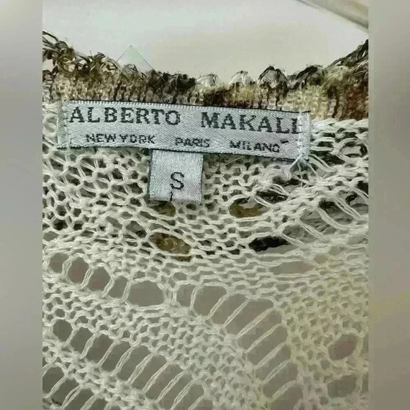 Alberto Malaki Crochet Neural Colored Cardigan High Quality Fabric‎ Size S - Picture 3 of 4